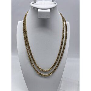 Monet Gold Tone Link Necklace 54” Long Spring Ring Clasp Signed Tag